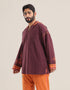 Patterned jacquard hooded sweater with long sleeves and pockets
